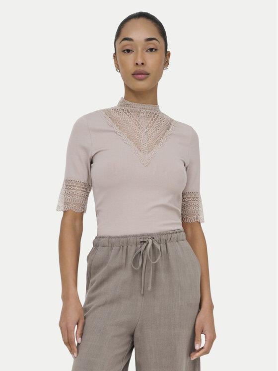 ONLY ONLY Блуза Tilde 15335353 Бежов Slim Fit