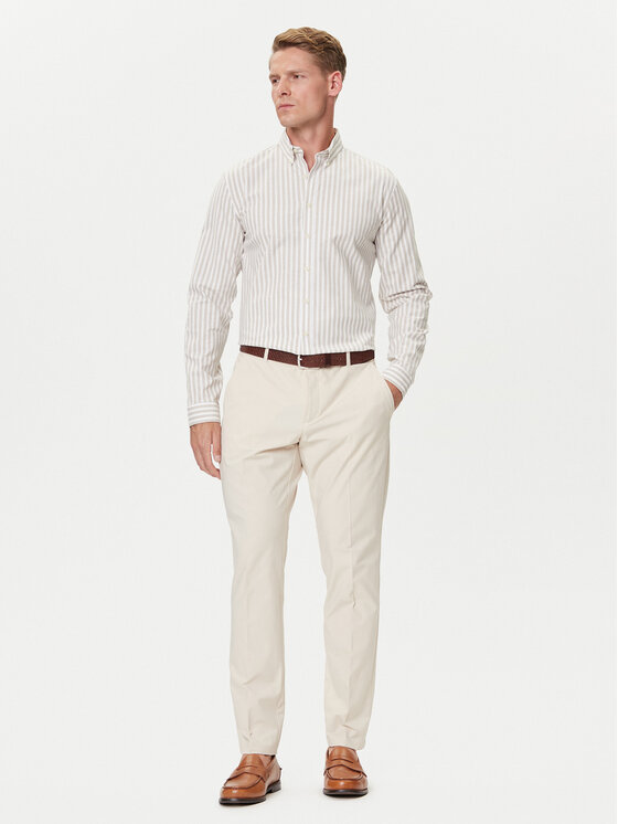 Guess Guess Hlače iz tkanine M4YB01 WG9Z2 Écru Regular Fit