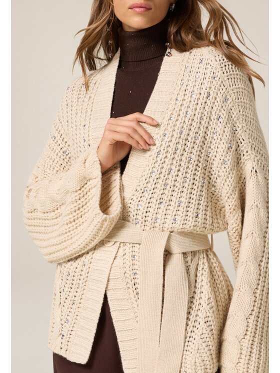 Oltre Oltre Cardigan M137E002140N002 Écru Regular Fit