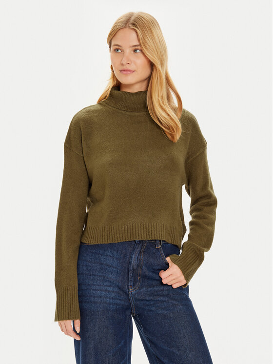 Brave Soul Brave Soul Bluză cu gât LK-230PEBBLEA Kaki Regular Fit