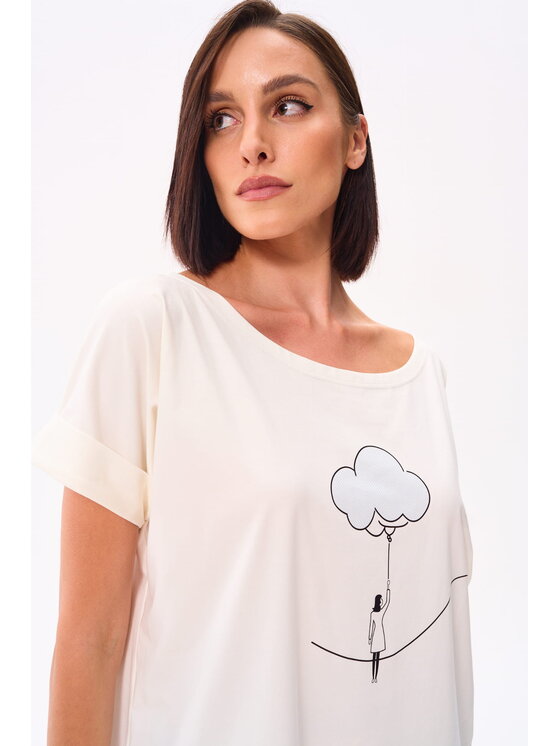 blue shadow blue shadow Bluzka Chmurka Écru Standard Fit