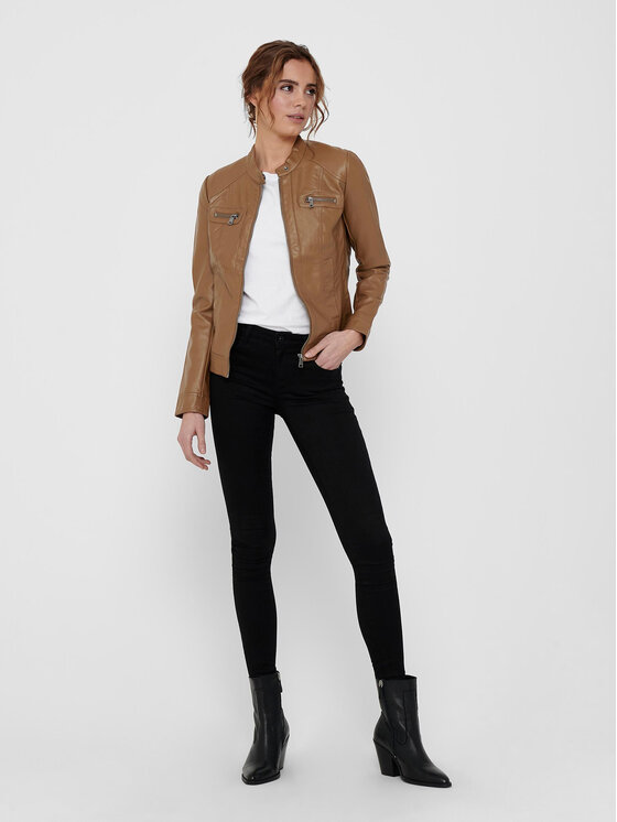 ONLY ONLY Kurtka z imitacji skóry Bandit 15081400 Brązowy Regular Fit
