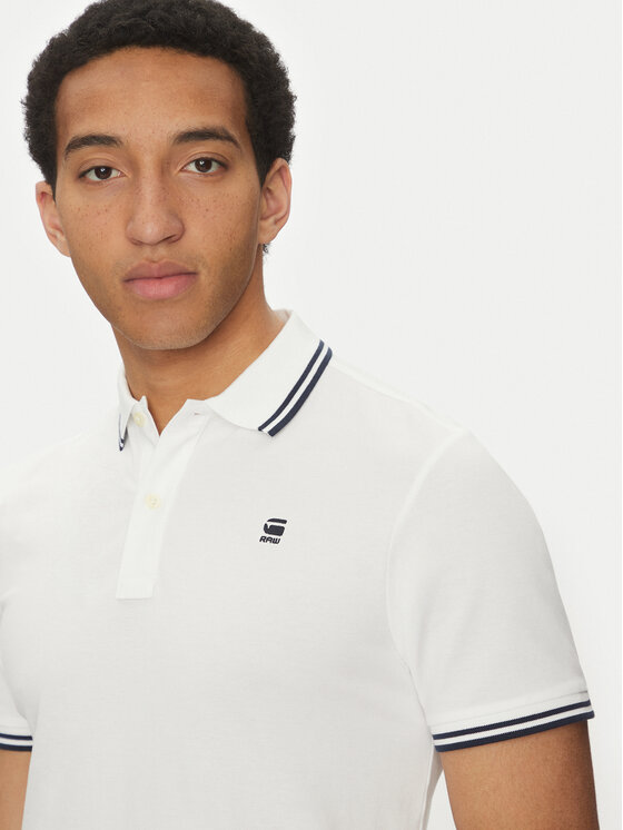 G-Star Raw G-Star Raw Тениска с яка и копчета Dunda D17127-5864 Бял Regular Fit