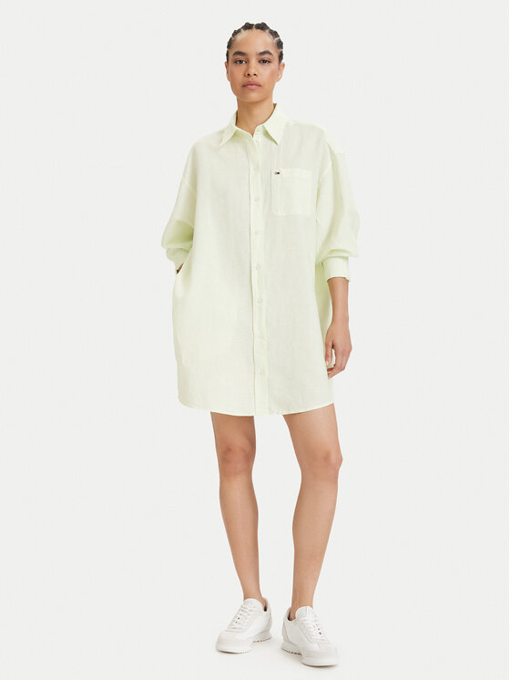Tommy Jeans Tommy Jeans Haljina košulja DW0DW22344 Svijetlo zelena Relaxed Fit