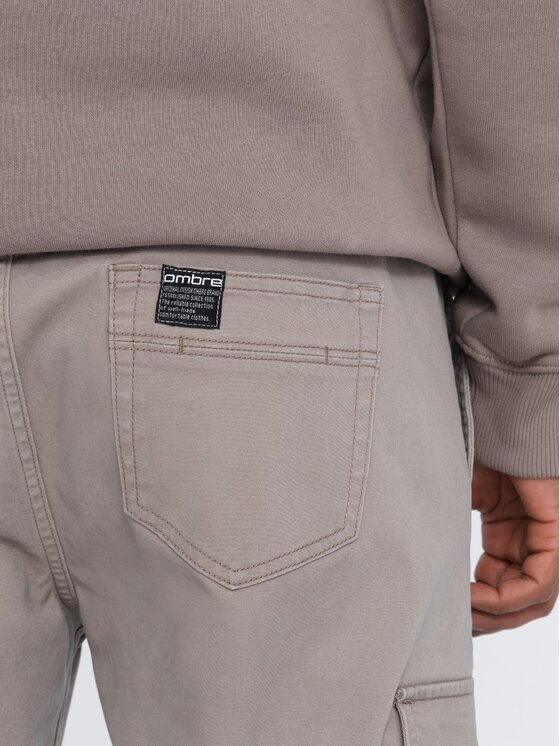 Ombre Ombre Joggery OM-PAJO-0125 Beżowy Cargo Fit