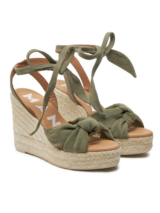 Manebi Manebi Espadryle Hamptons Wedge Espadrilles With Knot W 0.1 WS Zielony
