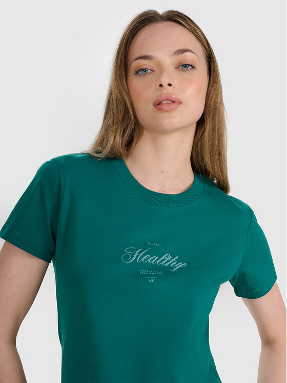4F 4F T-Shirt MIDSHOP TEXTILE Turkusowy Regular Fit