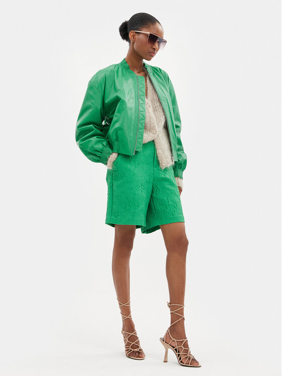 Custommade Custommade Geacă de piele Francette 999418856 Verde Relaxed Fit