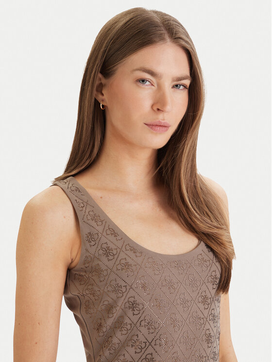 Guess Guess Top W6GP10 K2932 Hnědá Regular Fit