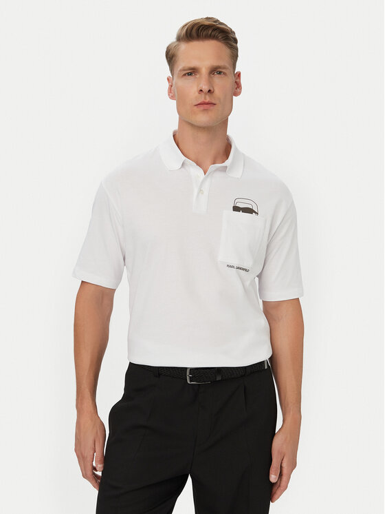 KARL LAGERFELD Tricou polo 745127 561225 Alb Regular Fit