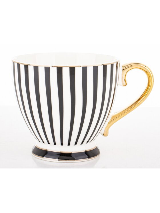 MIAhome MIAhome Kubek filiżanka porcelanowy w paski w pudełku TASSA Czarny