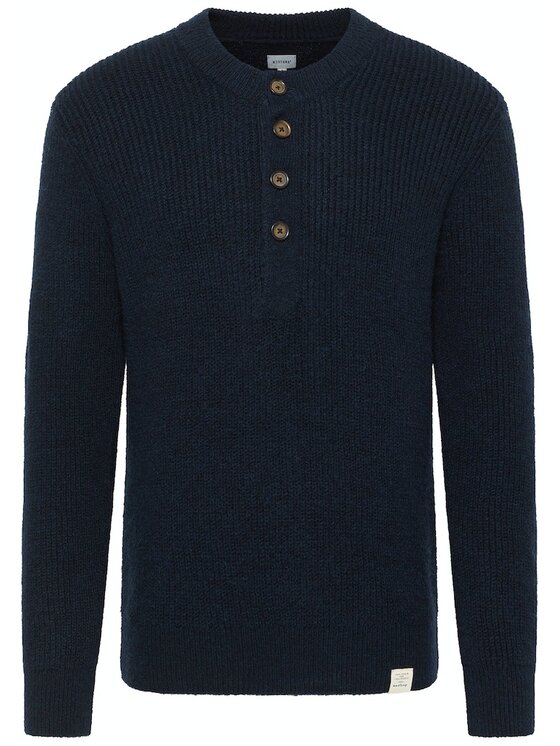 Mustang Mustang Sweter Style Emil C Henley Granatowy Regular Fit