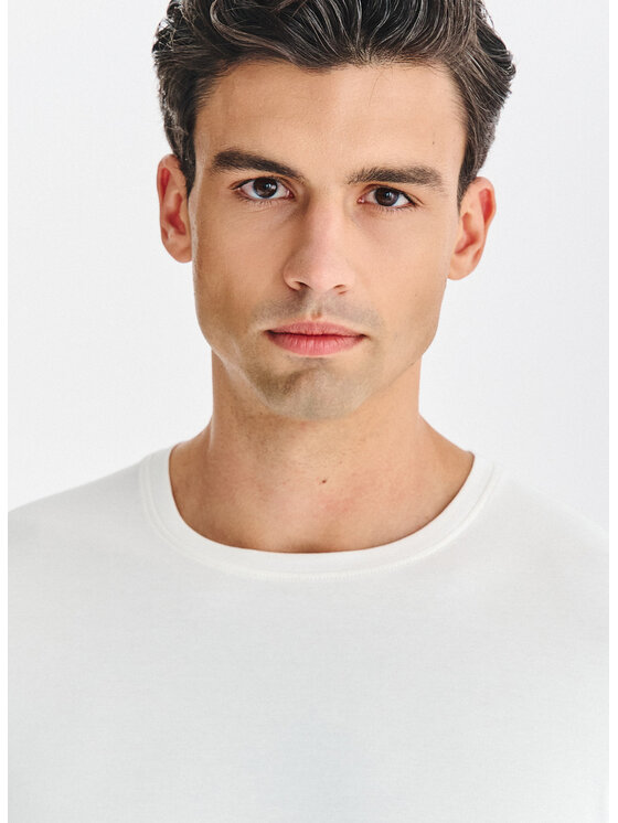Pako Lorente Pako Lorente T-Shirt P000B-TT-005 Écru Regular Fit