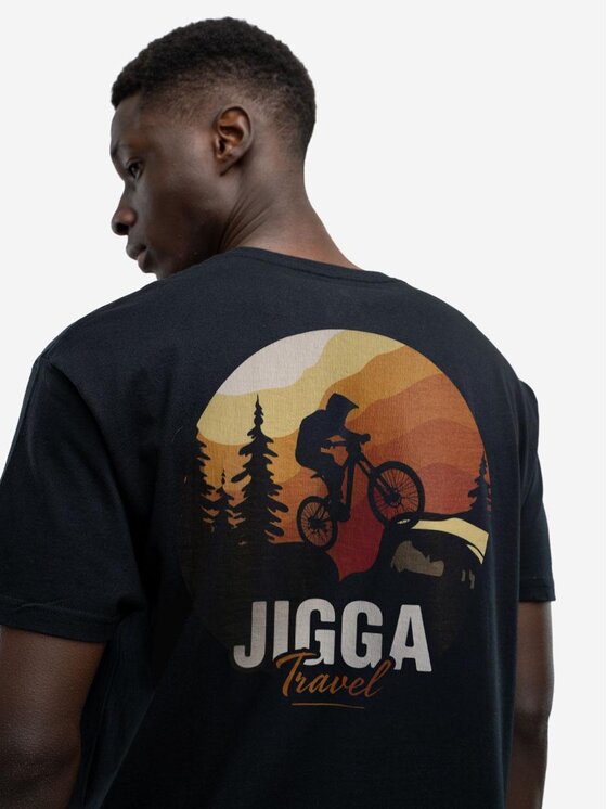 Jigga Wear Jigga Wear T-Shirt Koszulka Z Krótkim Rękawem Męska Czarna Jigga Wear Mountain Bike XL Czarny Regular Fit