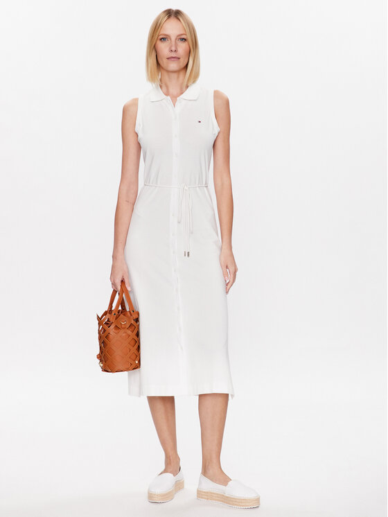 Tommy Hilfiger Tommy Hilfiger Krekla kleita WW0WW37838 Écru Slim Fit