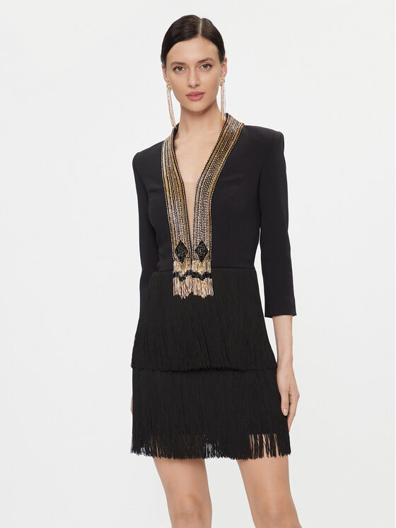 Elisabetta Franchi Elisabetta Franchi Kokteilinė suknelė AB-501-37E2-V780 Juoda Regular Fit