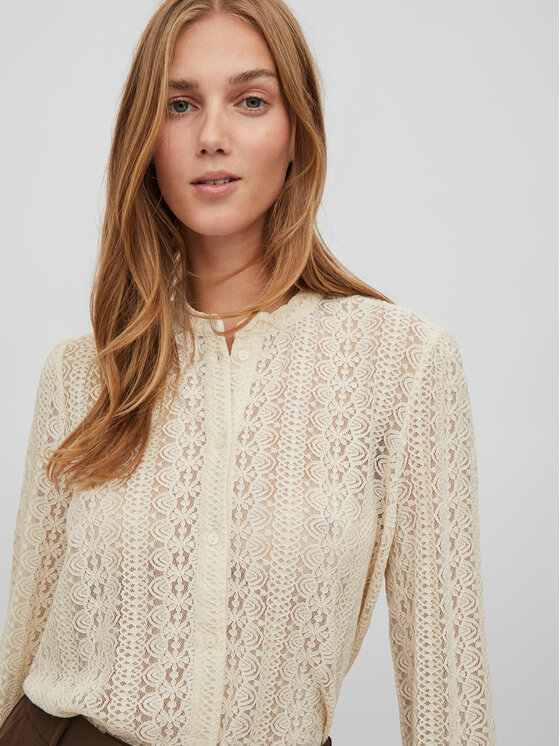 Vila Vila Camicia Chikka 14082977 Écru Regular Fit