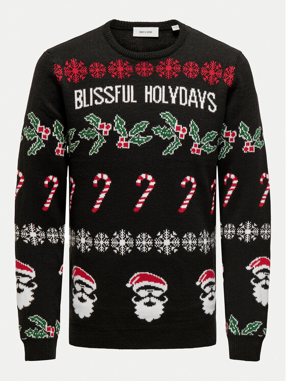 Only & Sons Only & Sons Megztinis Xmas 22031171 Juoda Regular Fit