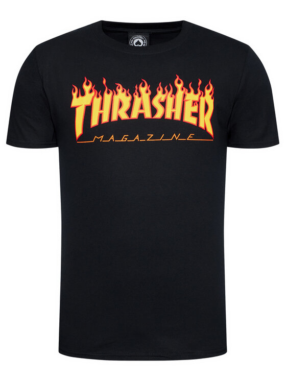 Thrasher Thrasher Marškinėliai Flame Juoda Regular Fit