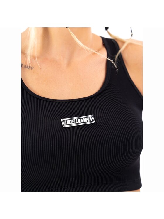 LaBellaMafia LaBellaMafia Top LABELLAMAFIA CROPPED BLACK AND GOLD BLACK Czarny Regular Fit