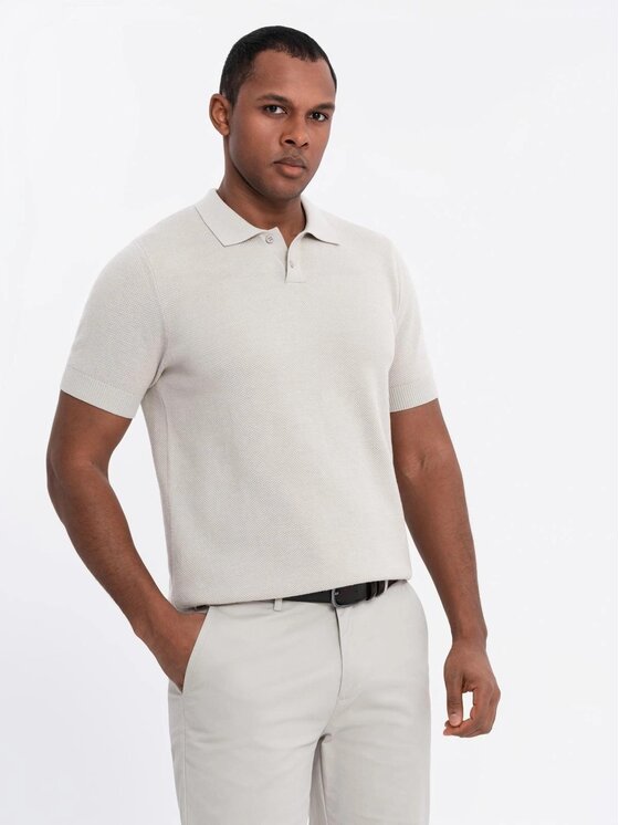 Ombre Ombre Polo OM-POSS-0117 Beżowy Regular Fit