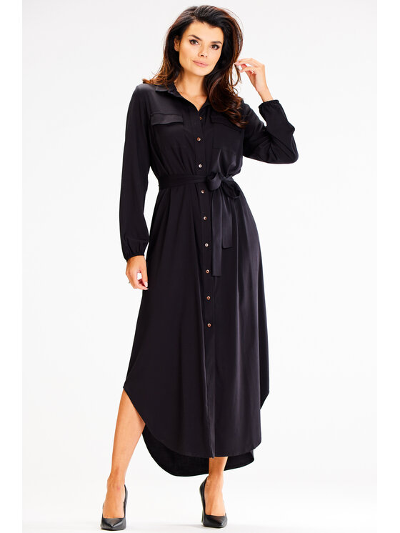 Awama Awama Sukienka letnia A601 Czarny Basic Fit