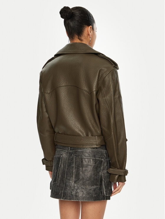 Miss Sixty Miss Sixty Kožená bunda 6L4LJ1700000 Khaki Regular Fit