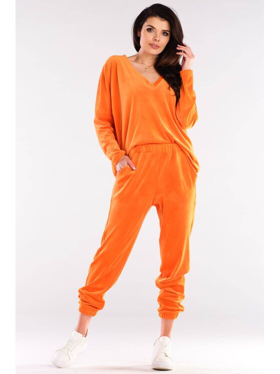 Awama Awama Bluzka A417 Pomarańczowy Basic Fit
