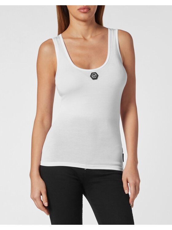 PHILIPP PLEIN PHILIPP PLEIN Tank top 9807 Biały Skin Tight Fit