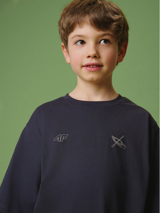 4F 4F T-Shirt ENJOY THE OUTDOORS Szary ciemny Loose Fit
