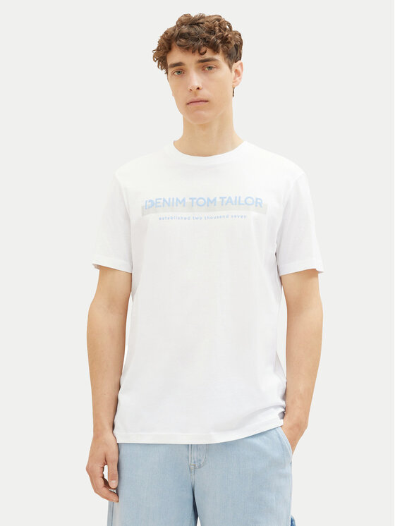 Męski T-Shirt Tom Tailor Denim, Rozmiar M, Biały, 1037653