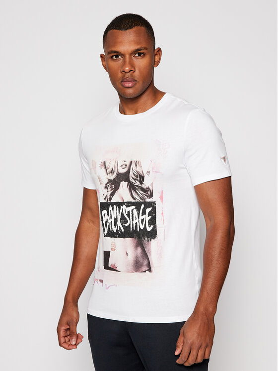 Guess Guess Tričko M0BI47 I3Z00 Biela Slim Fit