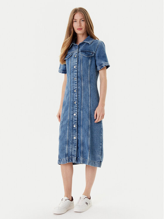 Tommy Hilfiger Tommy Hilfiger Džinsinė suknelė WW0WW46638 Mėlyna Slim Fit