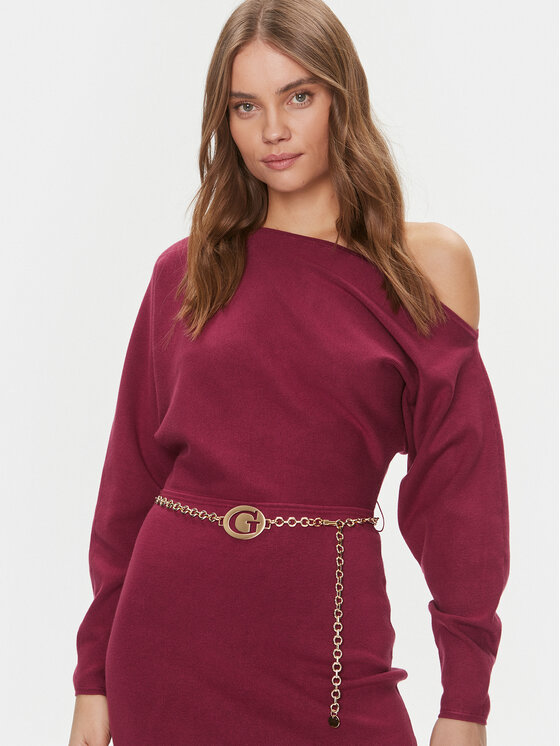 Guess Guess Vsakodnevna obleka Allison W4RK06 Z2YJ2 Bordo rdeča Regular Fit