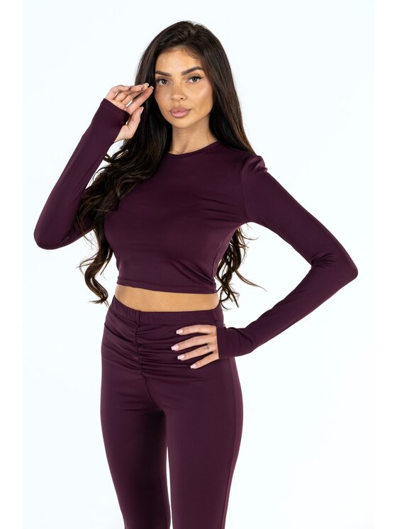 Agatha Studio Agatha Studio Komplet bluzka i spodnie A26ZS-KA-K56 Bordowy Slim Fit