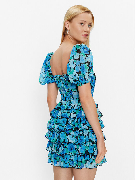 ROTATE ROTATE Abito da cocktail Chiffon Mini 1001101324 Blu Regular Fit