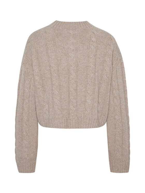 Style Republic Style Republic Sweter Kaszmirowo-wełniana mieszanka z półgolfem Brązowy jasny Oversize