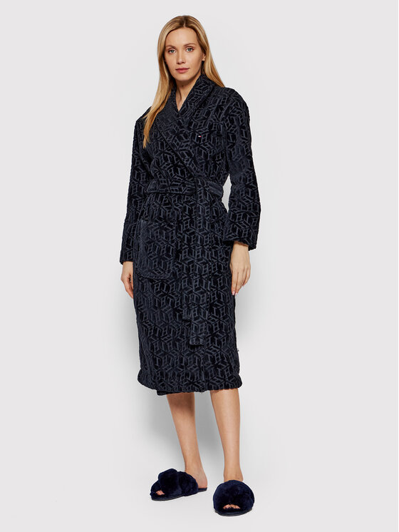 Tommy Hilfiger Tommy Hilfiger Szlafrok Allover Logo UW0UW02596 Granatowy
