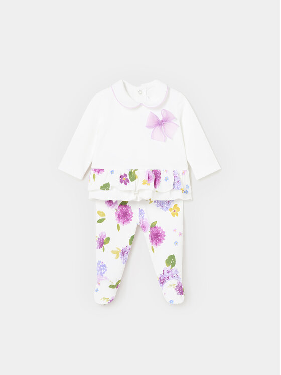 Mayoral Set de bluză și pantaloni cu botoșei 1530 Alb Regular Fit