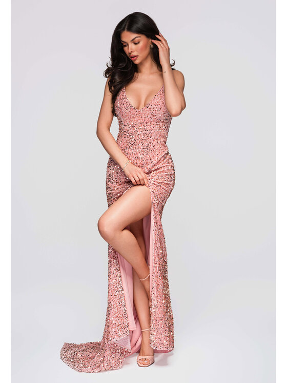 Ombre Ombre Sukienka wieczorowa LA-OM-DLR282 Różowy Regular Fit