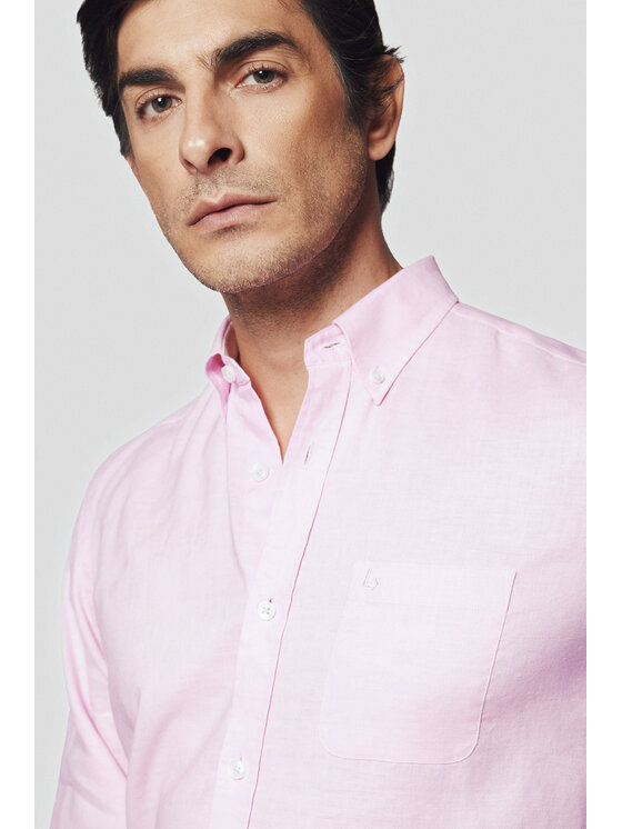 Lancerto Lancerto Koszula Koszula Różowa z Lnem Slim Sadie KO073124000012 Różowy Slim Fit