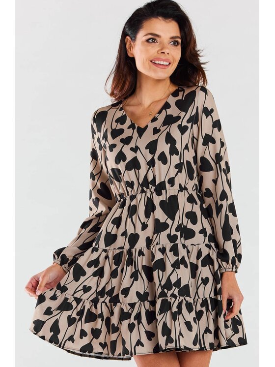 Awama Awama Vestito da giorno A470 Beige Basic Fit