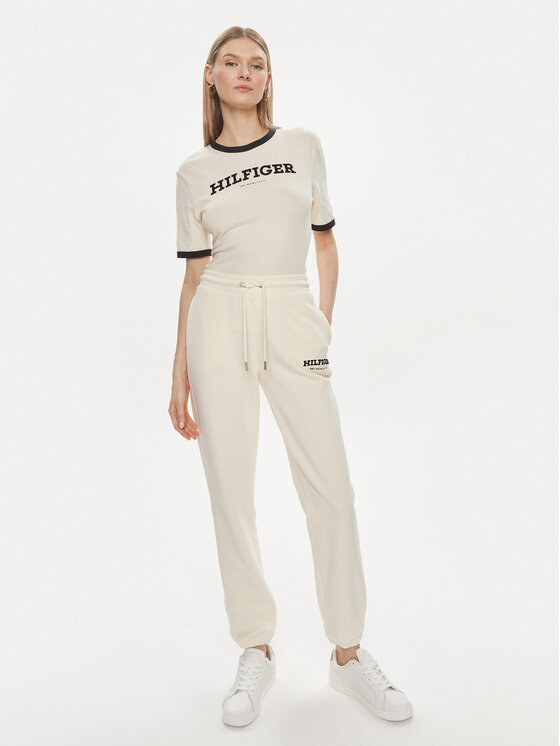Tommy Hilfiger Tommy Hilfiger Spodnie dresowe Monotype WW0WW41572 Beżowy Regular Fit