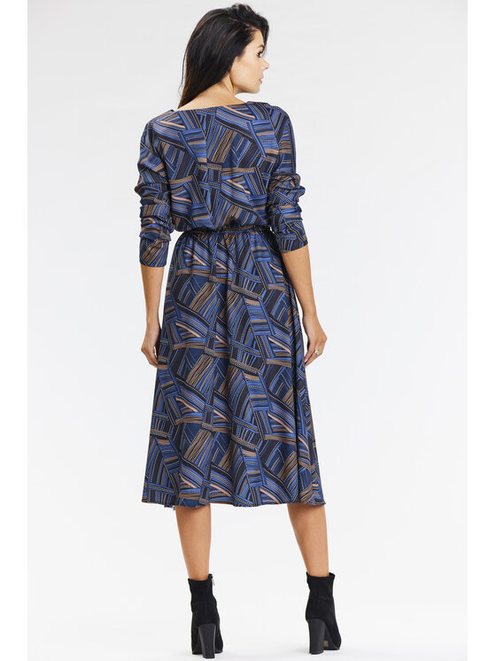 Awama Awama Letní šaty A666 Tmavomodrá Basic Fit