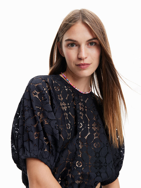 Desigual Desigual Блуза Lucca 23SWBW01 Черен Relaxed Fit