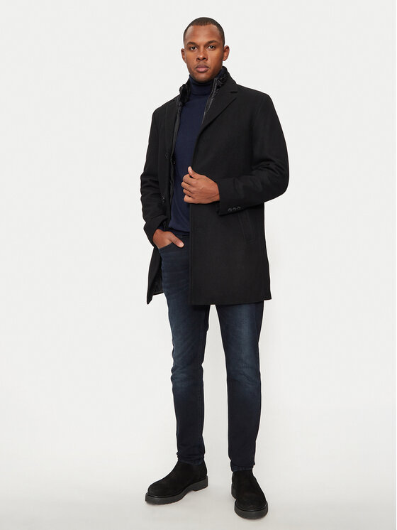 Hechter Paris Hechter Paris Palton de lână 45014 142270 Negru Regular Fit