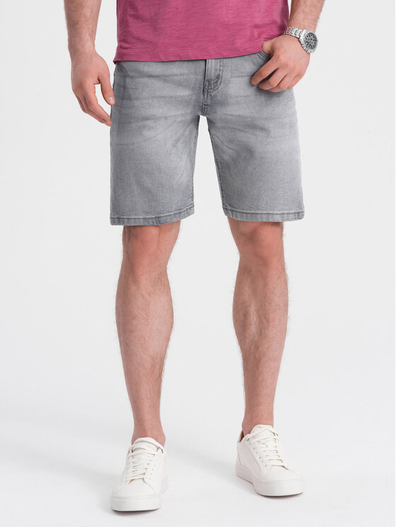 Ombre Ombre Džínové šortky OM-SRDS-0145 Šedá Regular Fit