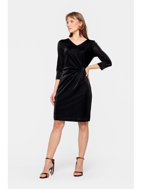EMOI EMOI Sukienka wieczorowa Czarna krótka z połyskiem Czarny Feminine Fit