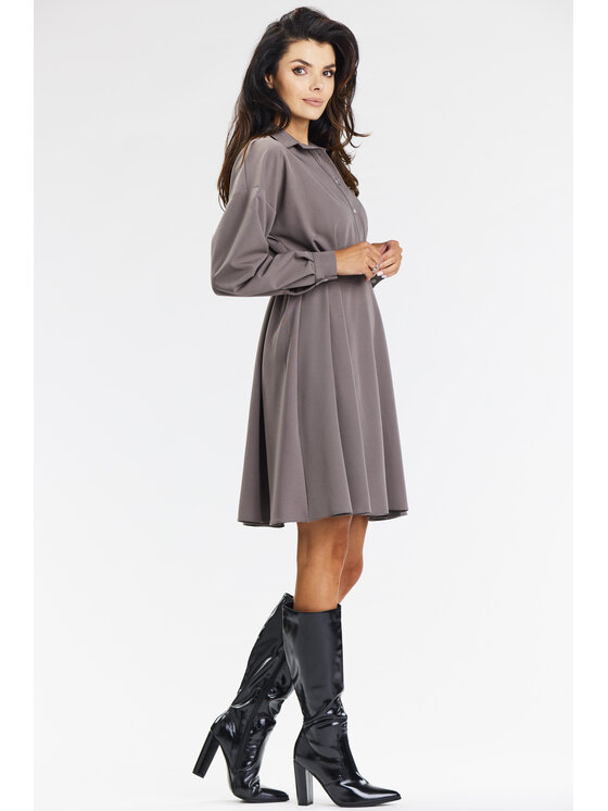Awama Awama Sukienka A668 Beżowy Basic Fit