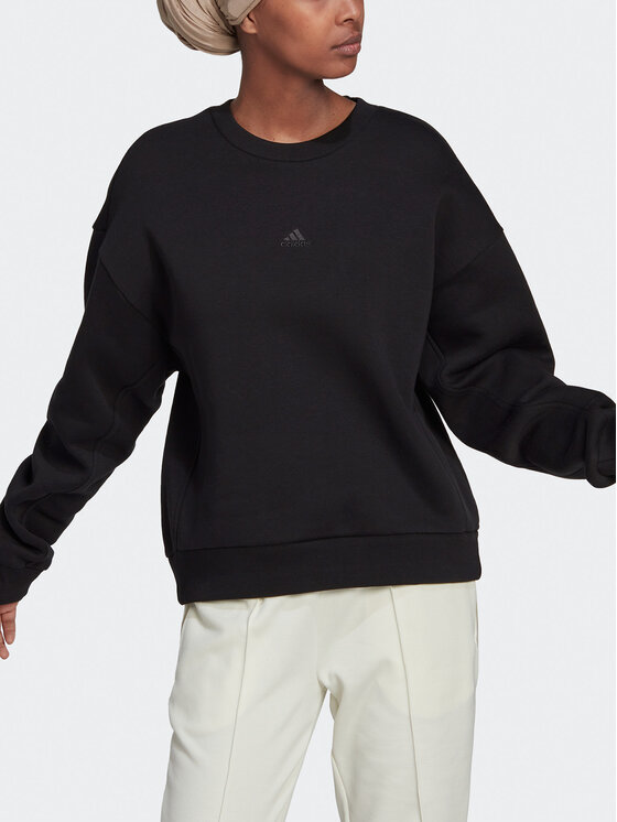 adidas adidas Majica dugih rukava ALL SZN Fleece Sweatshirt HJ7995 Crna Loose Fit